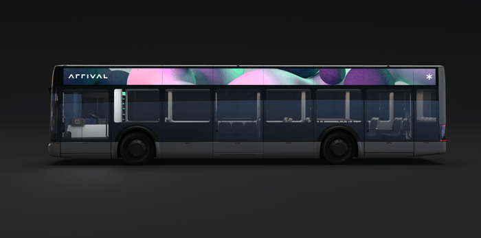 sideview of Arrival bus