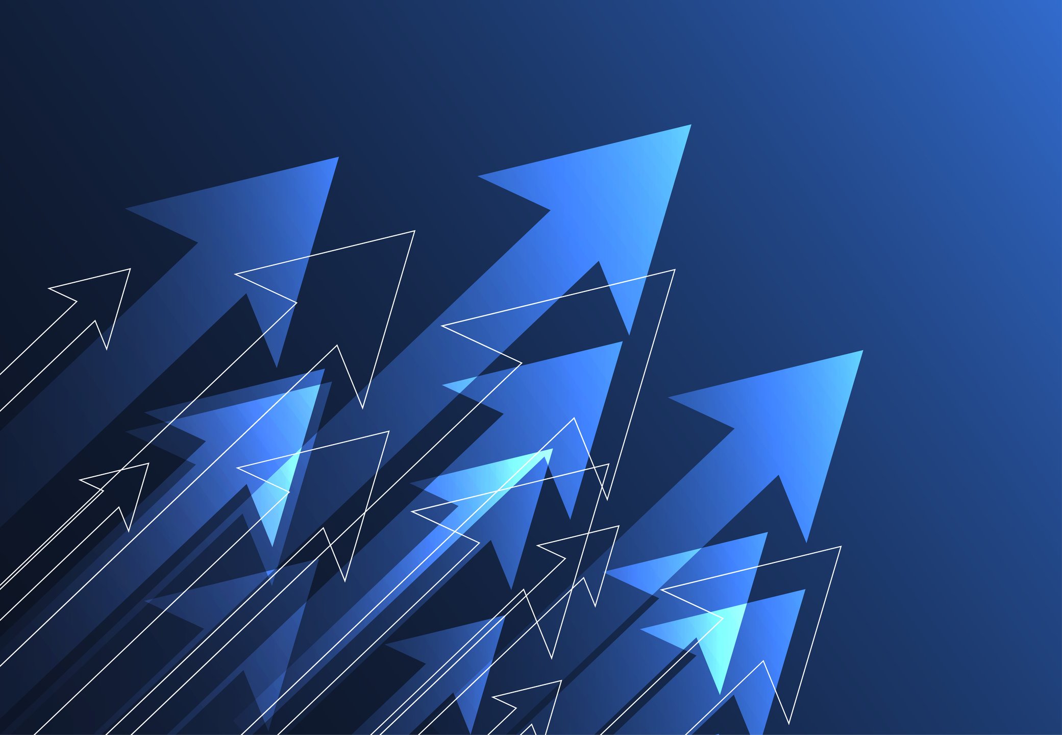 Arrows pointing up on a blue background.