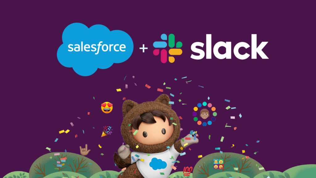 Salesforce logo plus Slack logo. 