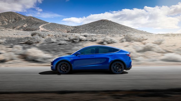 A blue Model Y