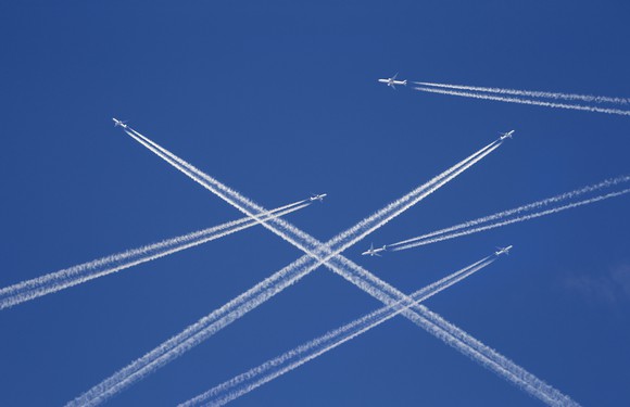 Airplanes in flight.