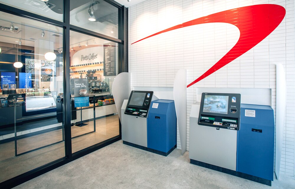 Interior of a Capital One branch.