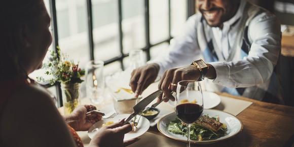 Couple eating in a restaurant