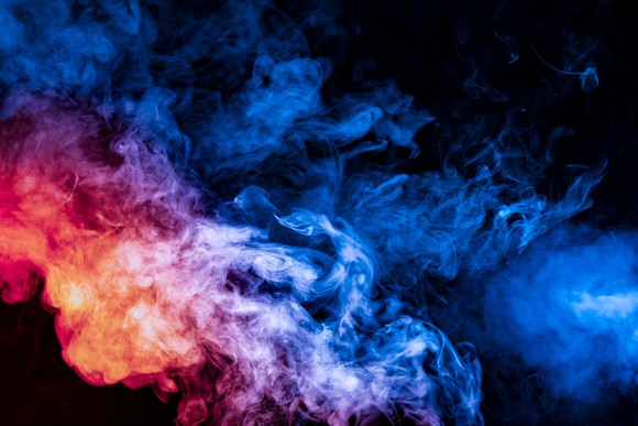 Smoke in colored lights.