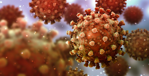 Close up image of the novel coronavirus.