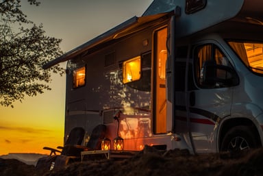 Camper Parked at Dusk
