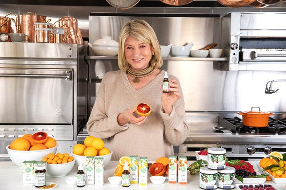 Martha Stewart modeling her namesake line of CBD products and ingredients.
