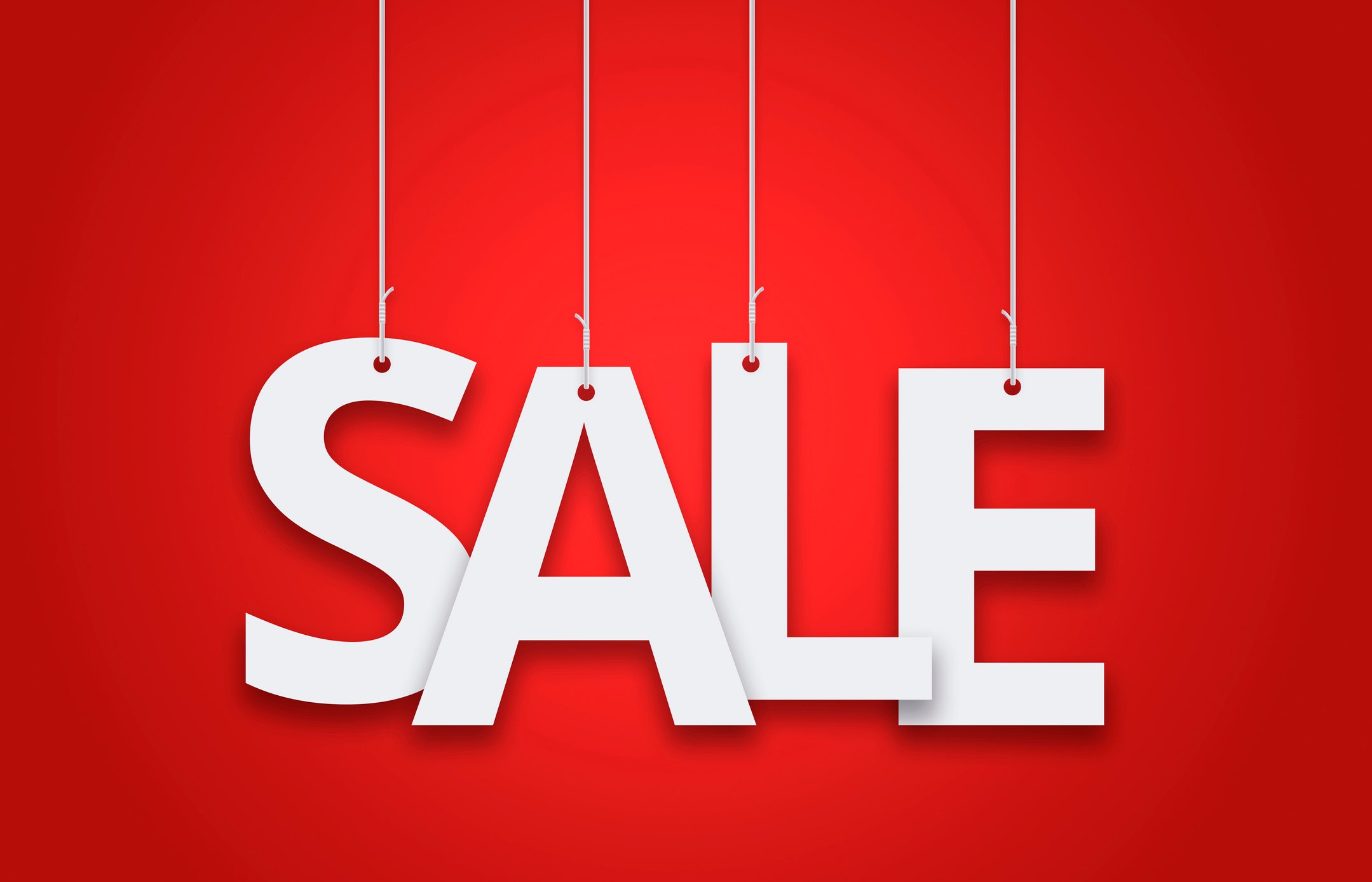 sale hanging sign in red color