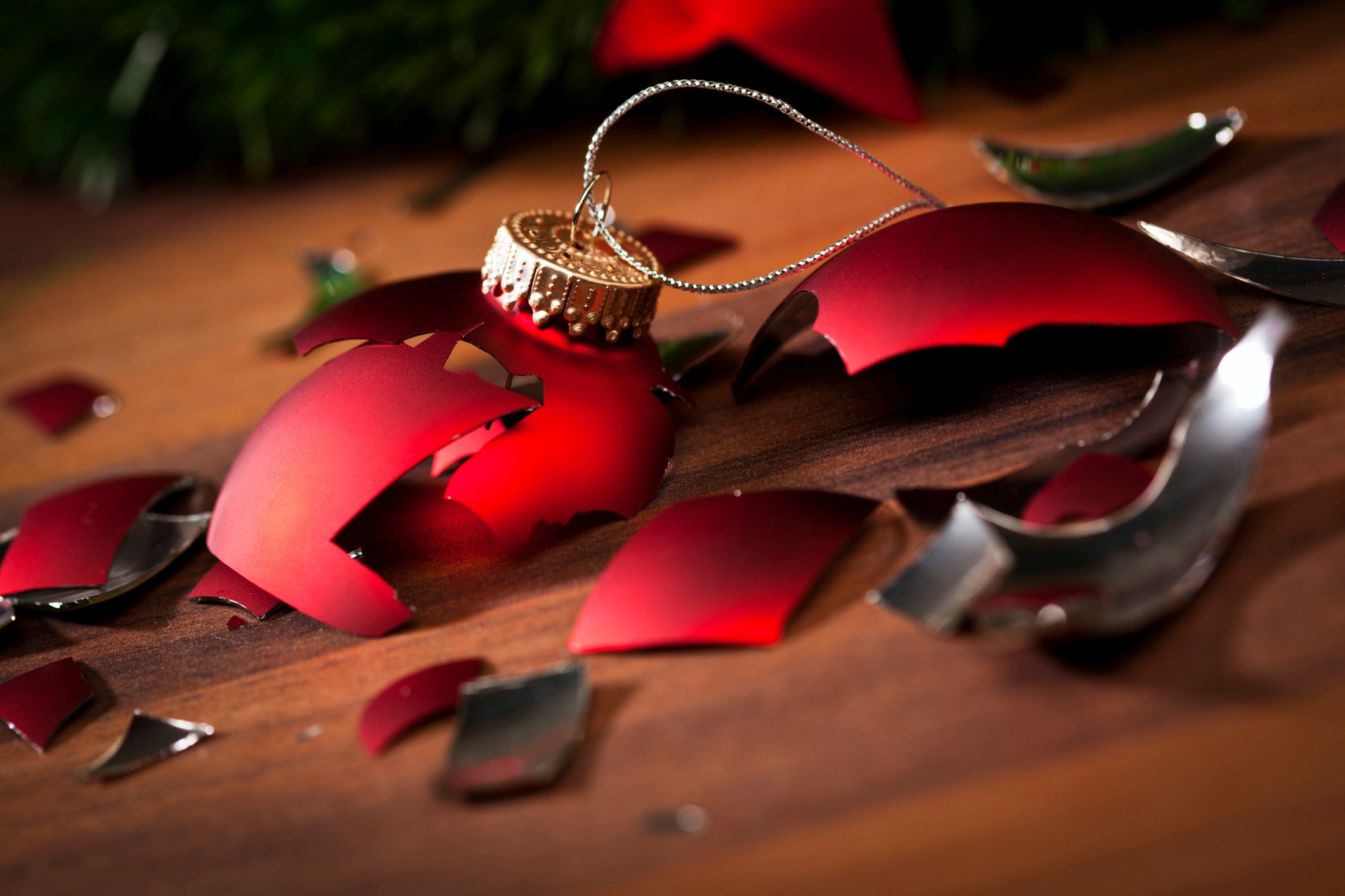 A broken Christmas ornament.