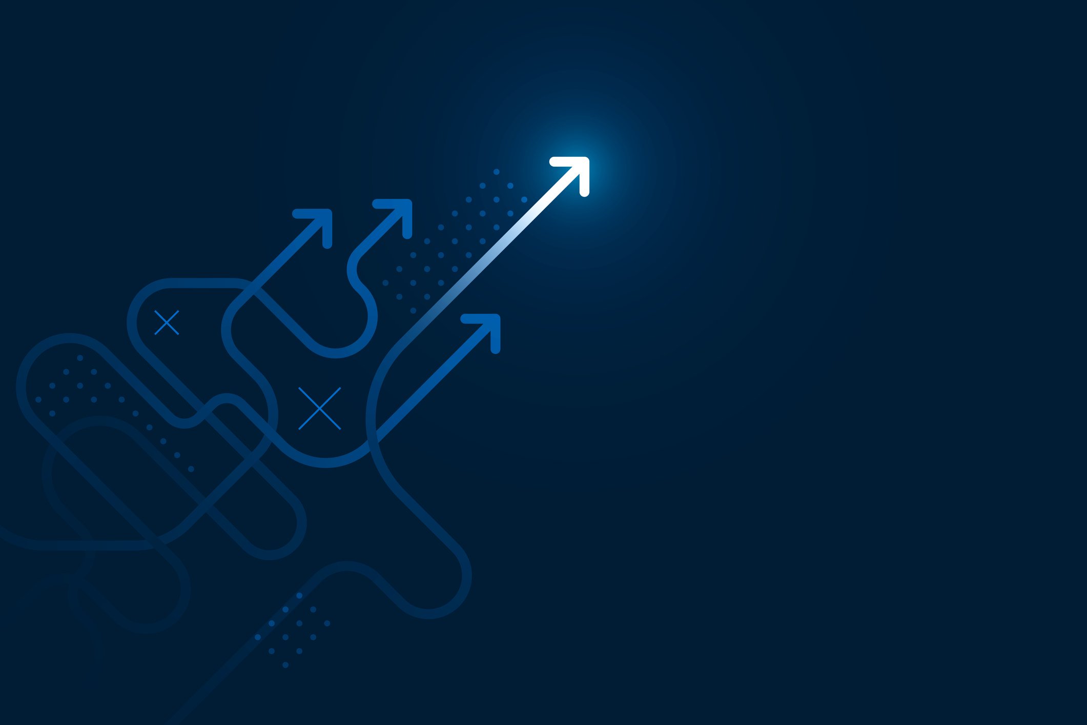 Drawing of arrows pointing up and to the right.