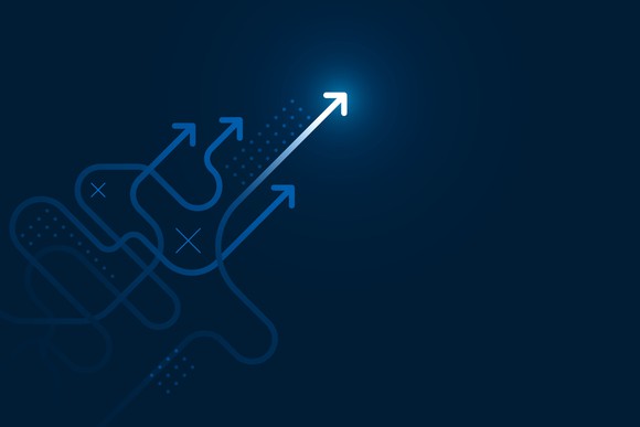 Drawing of arrows pointing up and to the right.