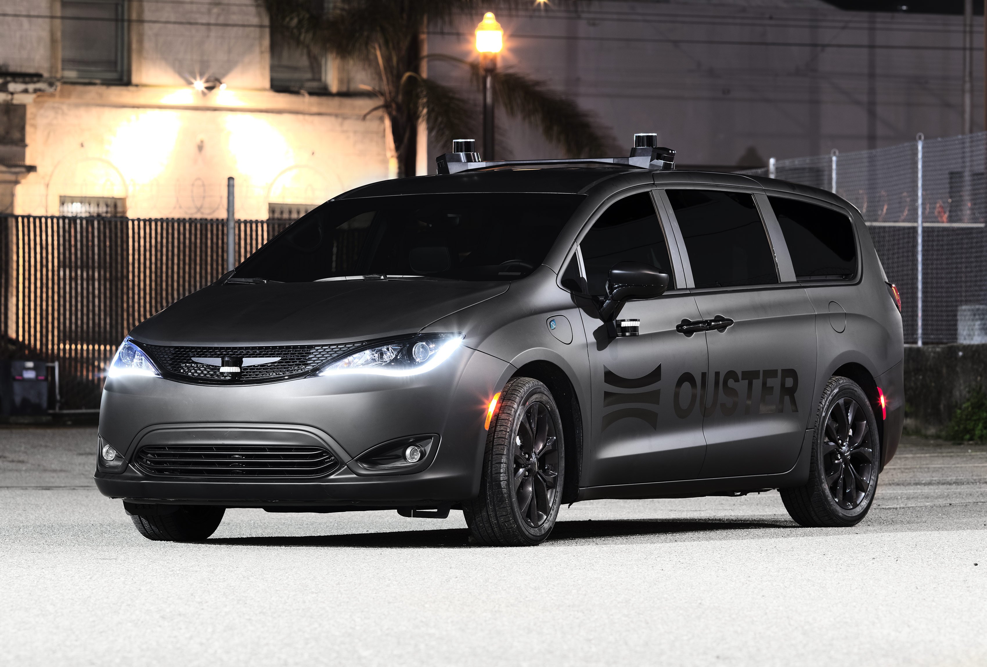 Ouster demo vehicle with lidar sensors