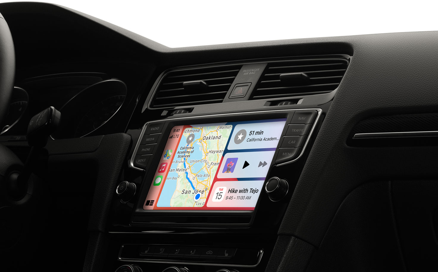 Car dashboard with infotainment system