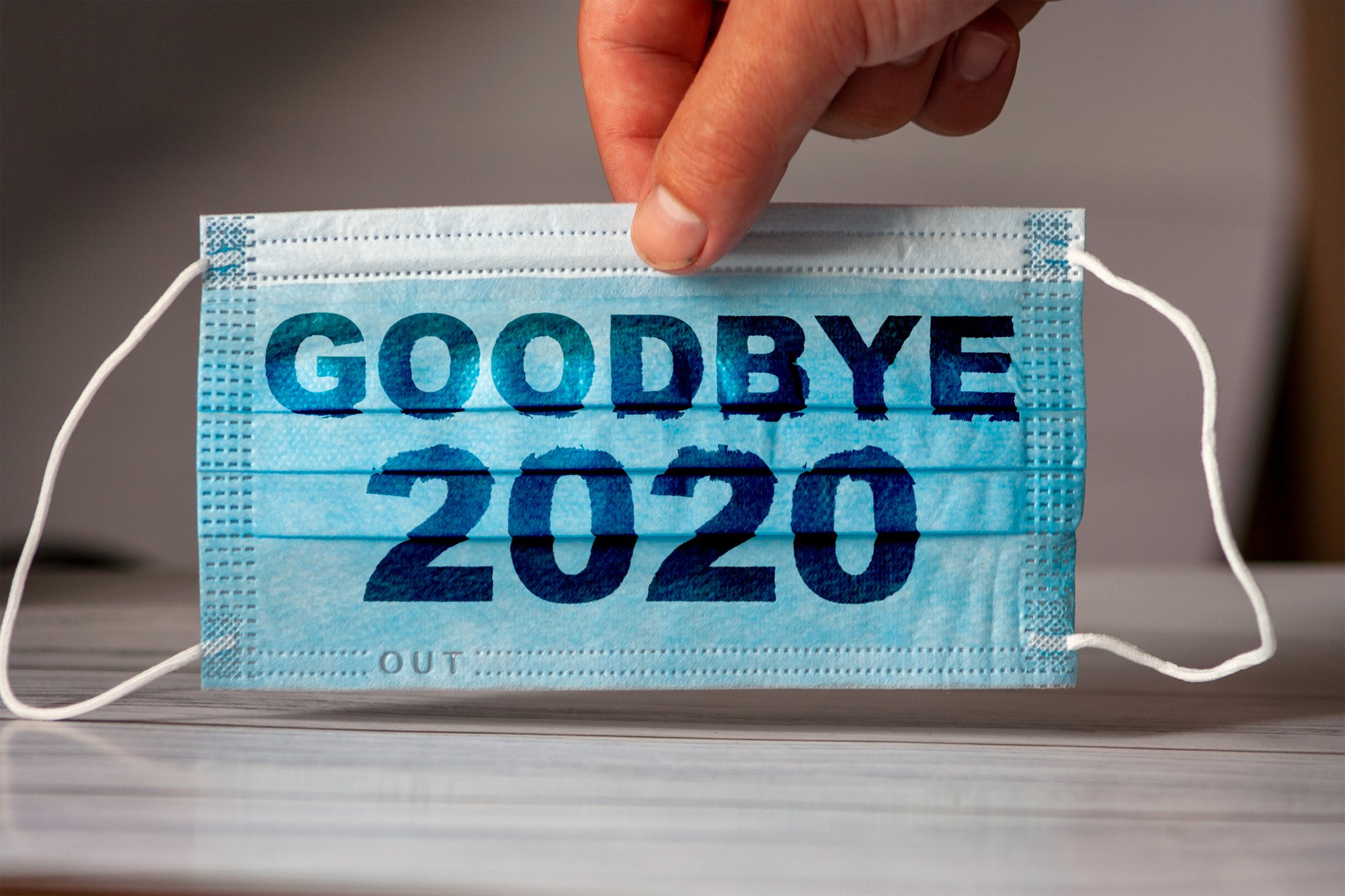 Mask with goodbye 2020 on it