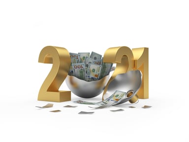 2021 with ornament full of money