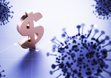 Dollar sign in the midst of coronavirus
