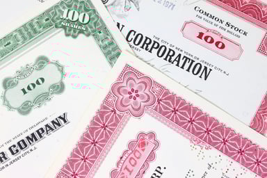 Paper share certificates of company stock