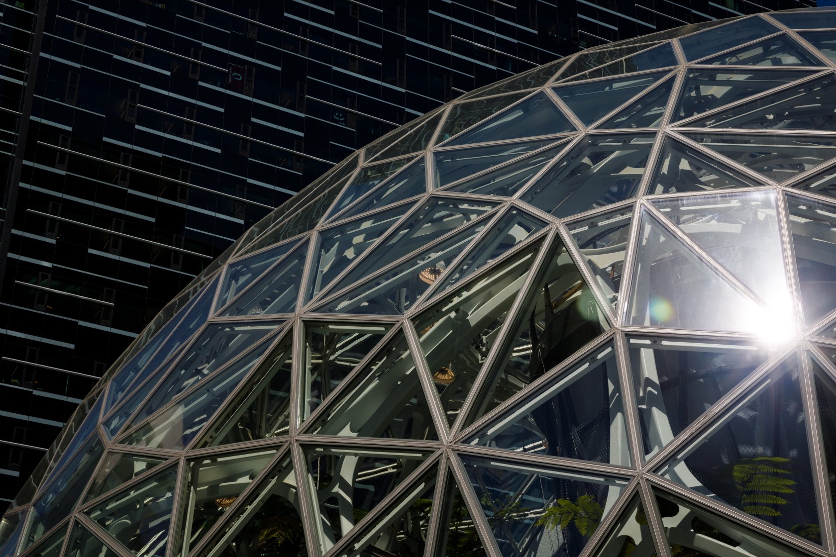 The glass sphere at Amazon's headquarters in Seattle.