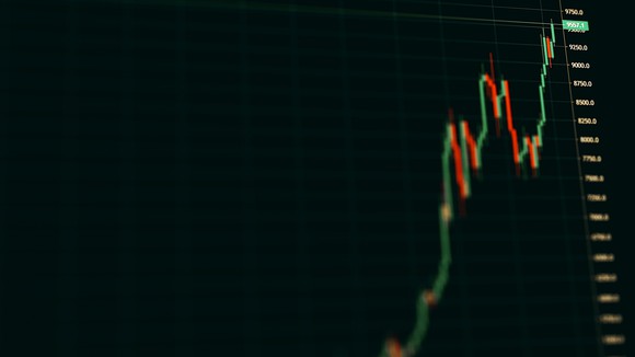 A digital chart that rises sharply. 