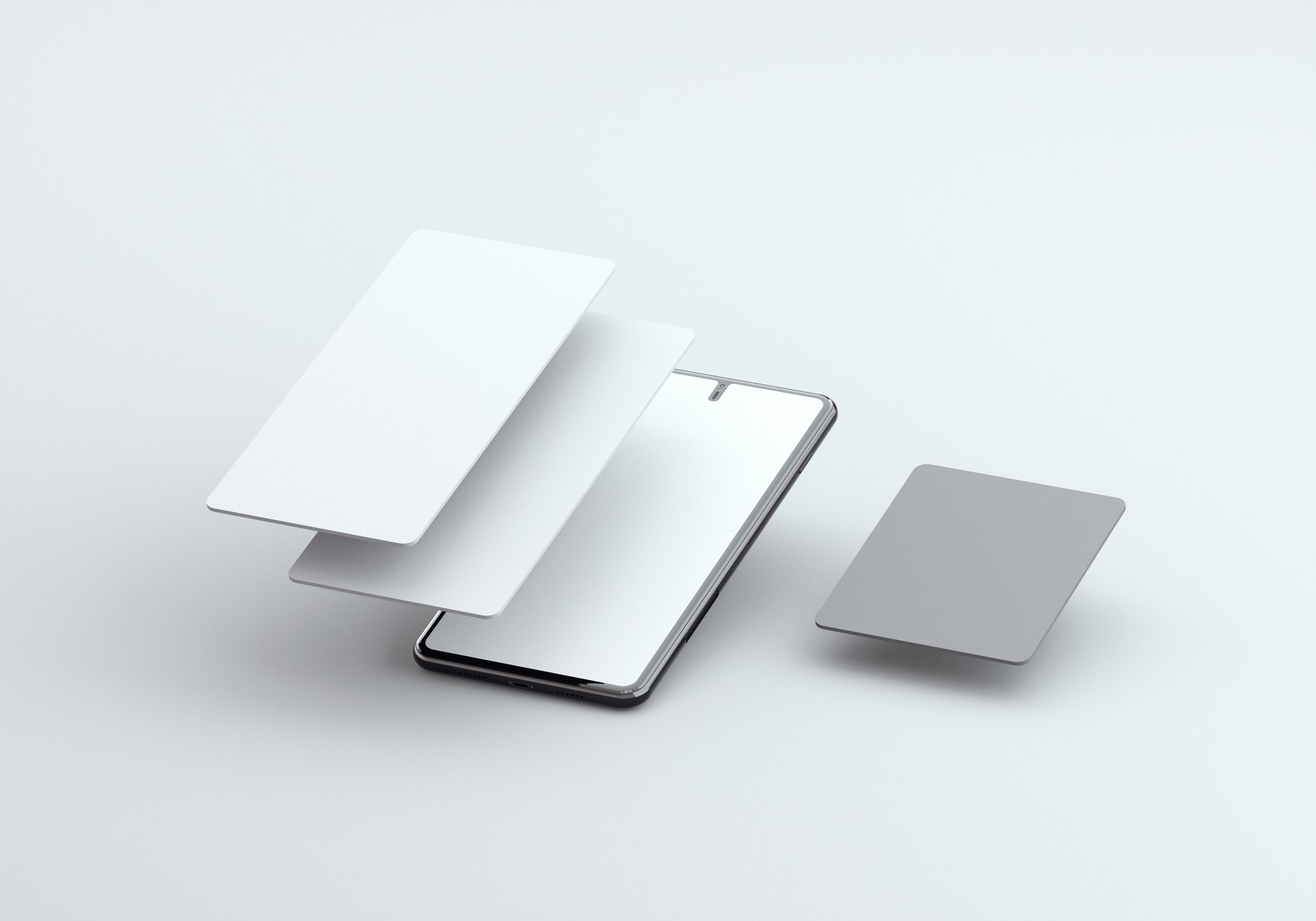 Mobile phone screens.