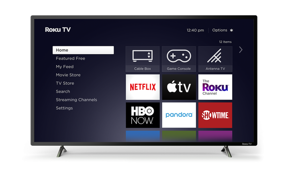 A TV displaying the Roku interface