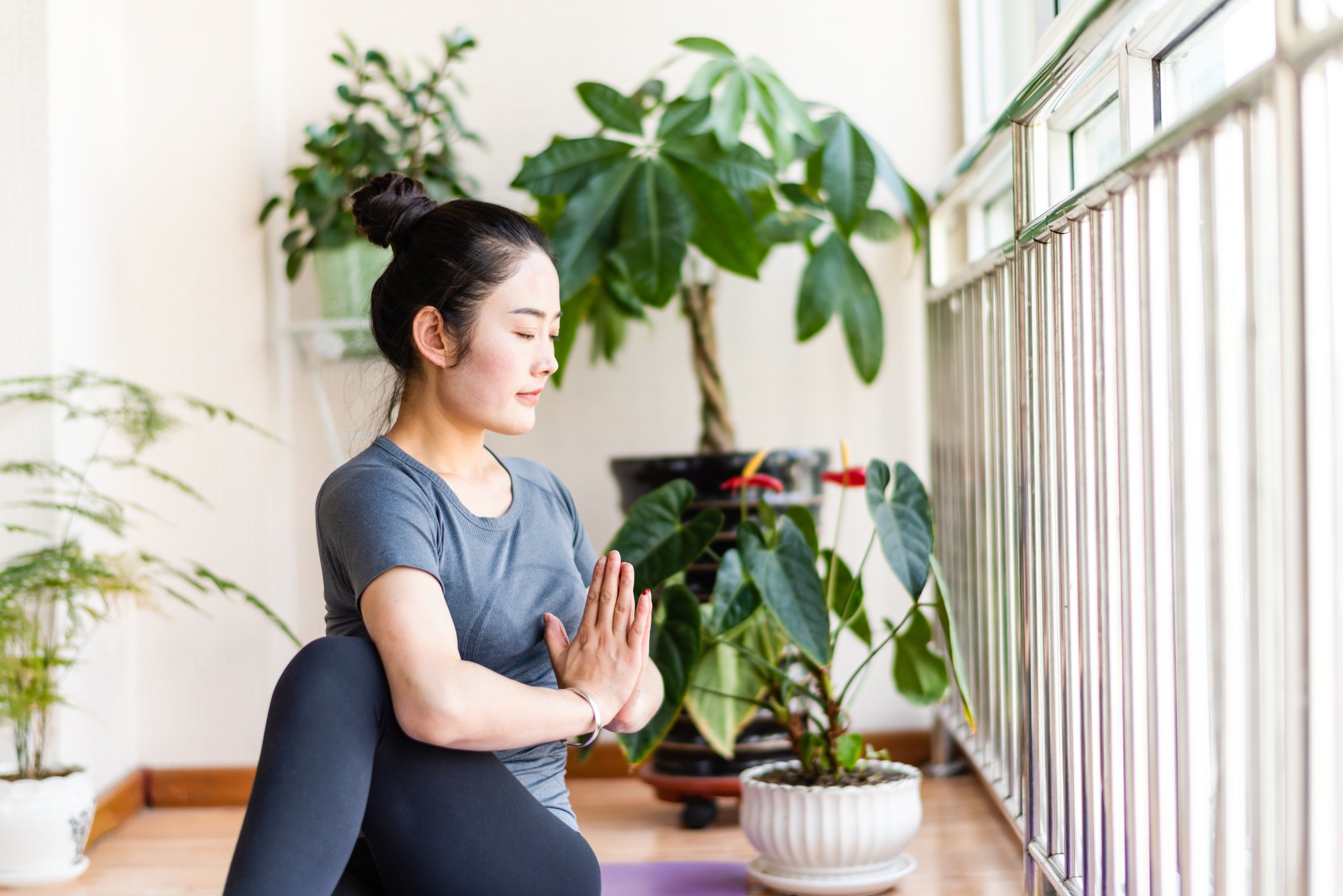 Woman doing yoga.