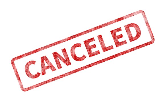 A big red stamp that says "canceled."