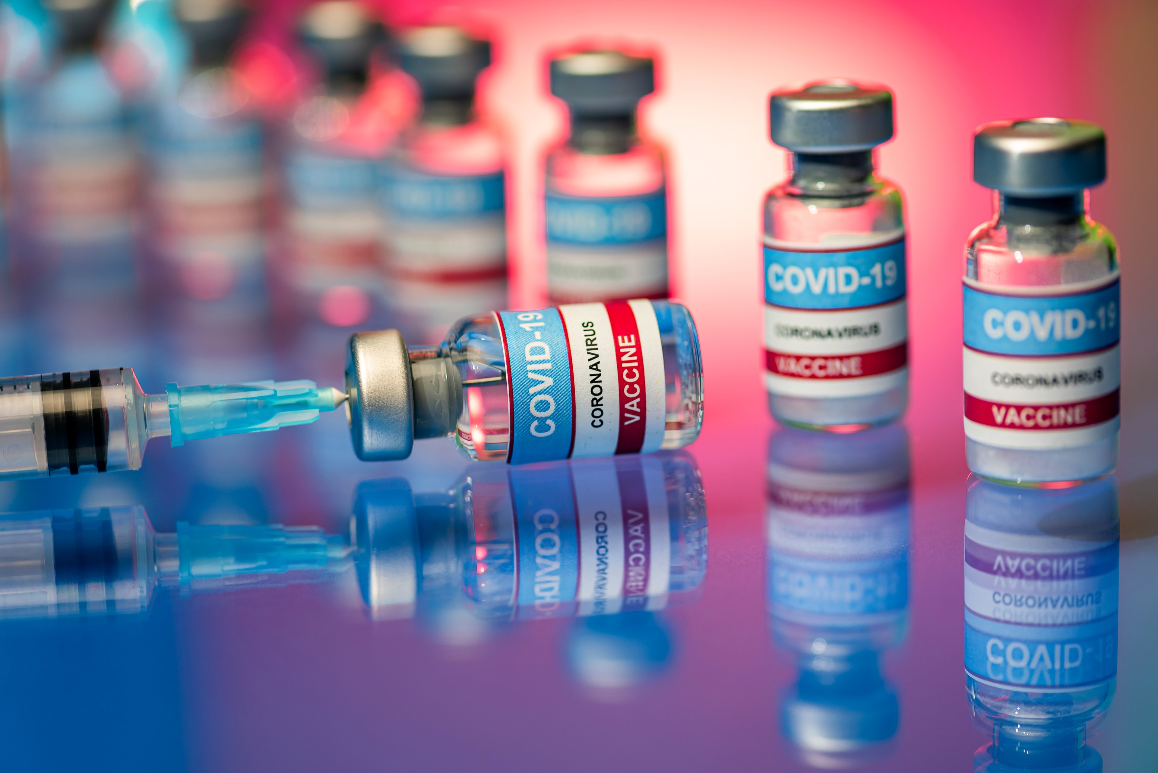 Coronavirus vaccine vials. 
