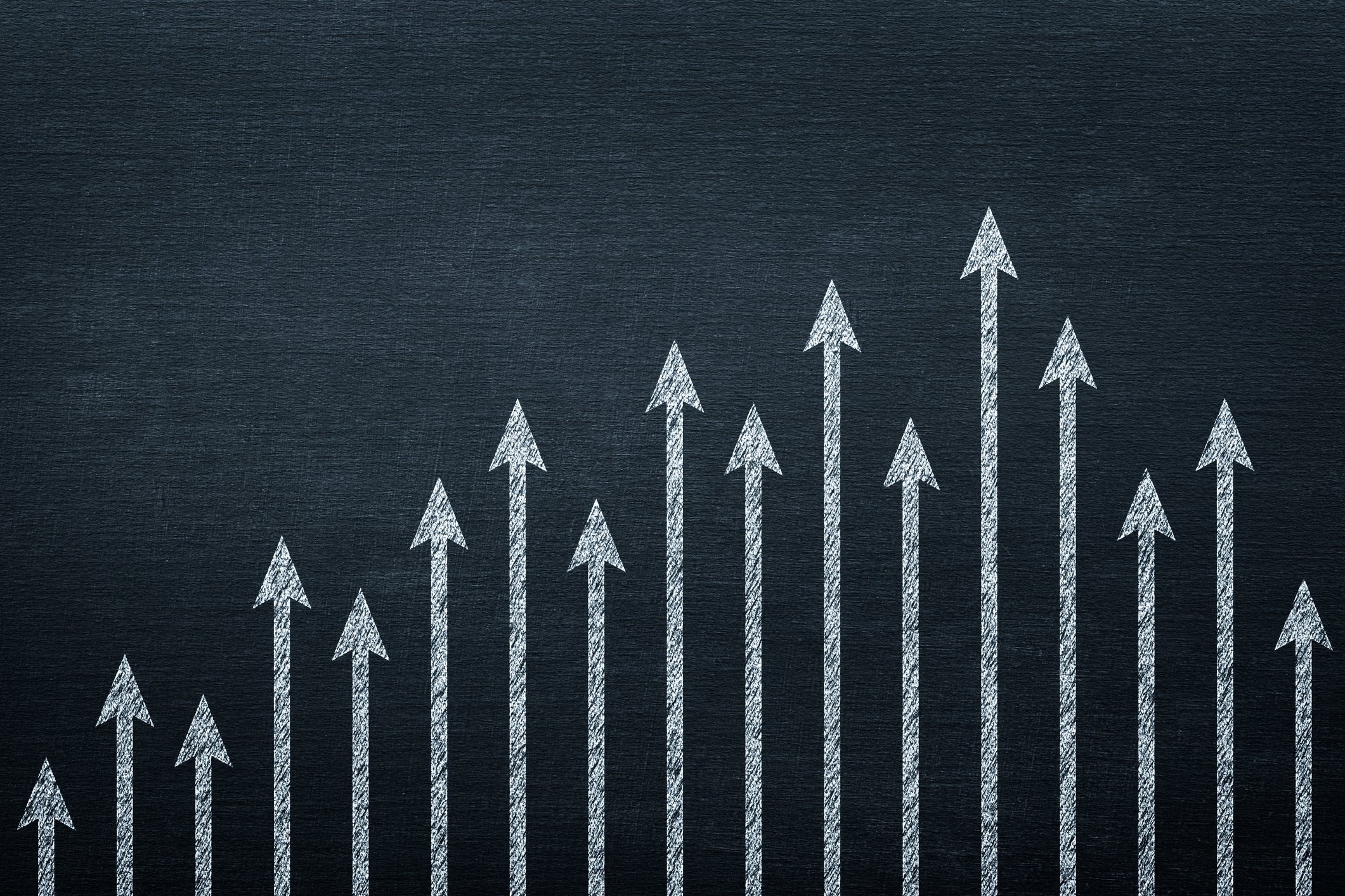 A sequence of upward pointing arrows. 