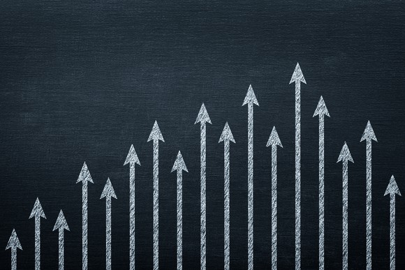 A sequence of upward pointing arrows. 