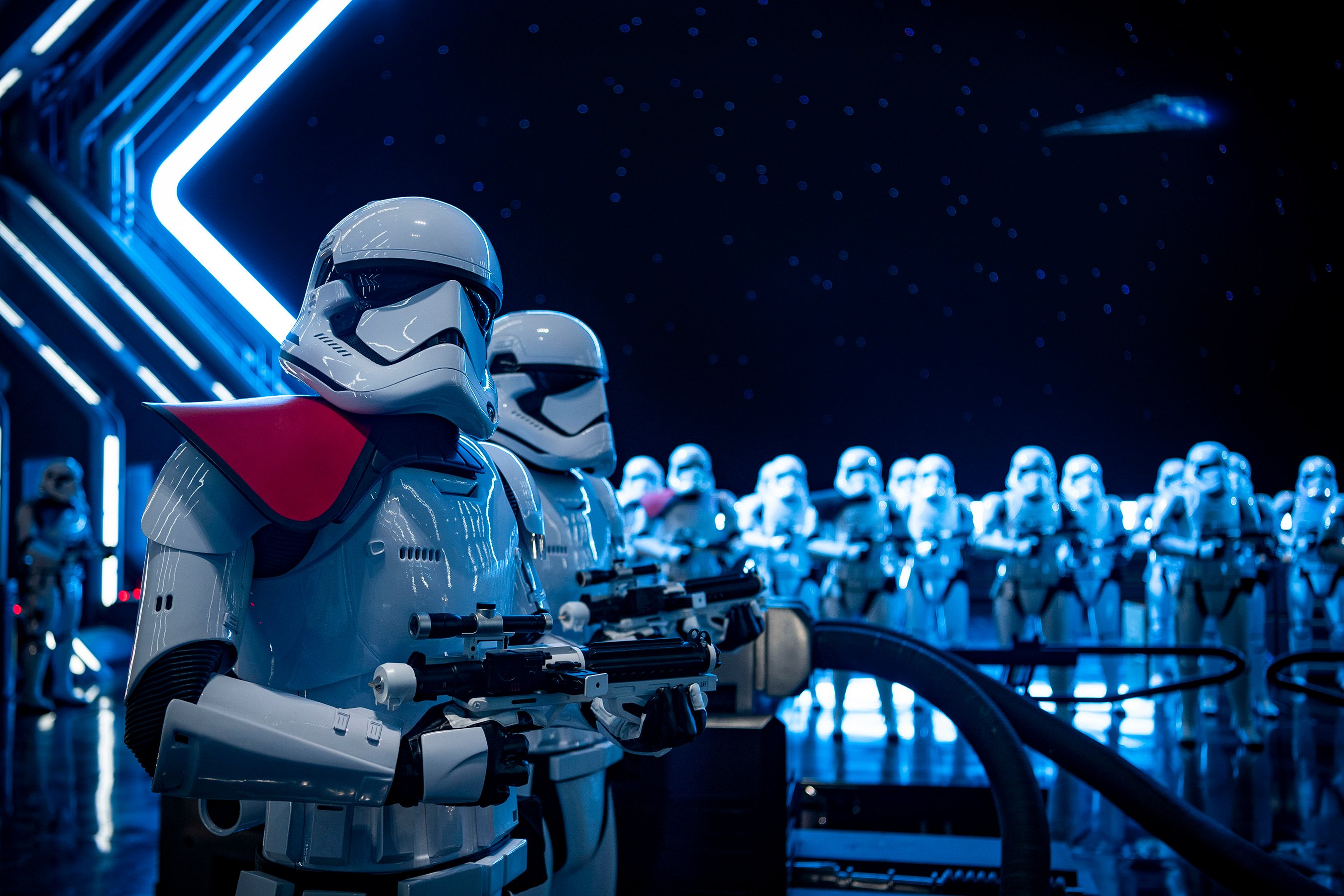 Stormtroopers in Star Wars: Galaxy's Edge at Walt Disney World.