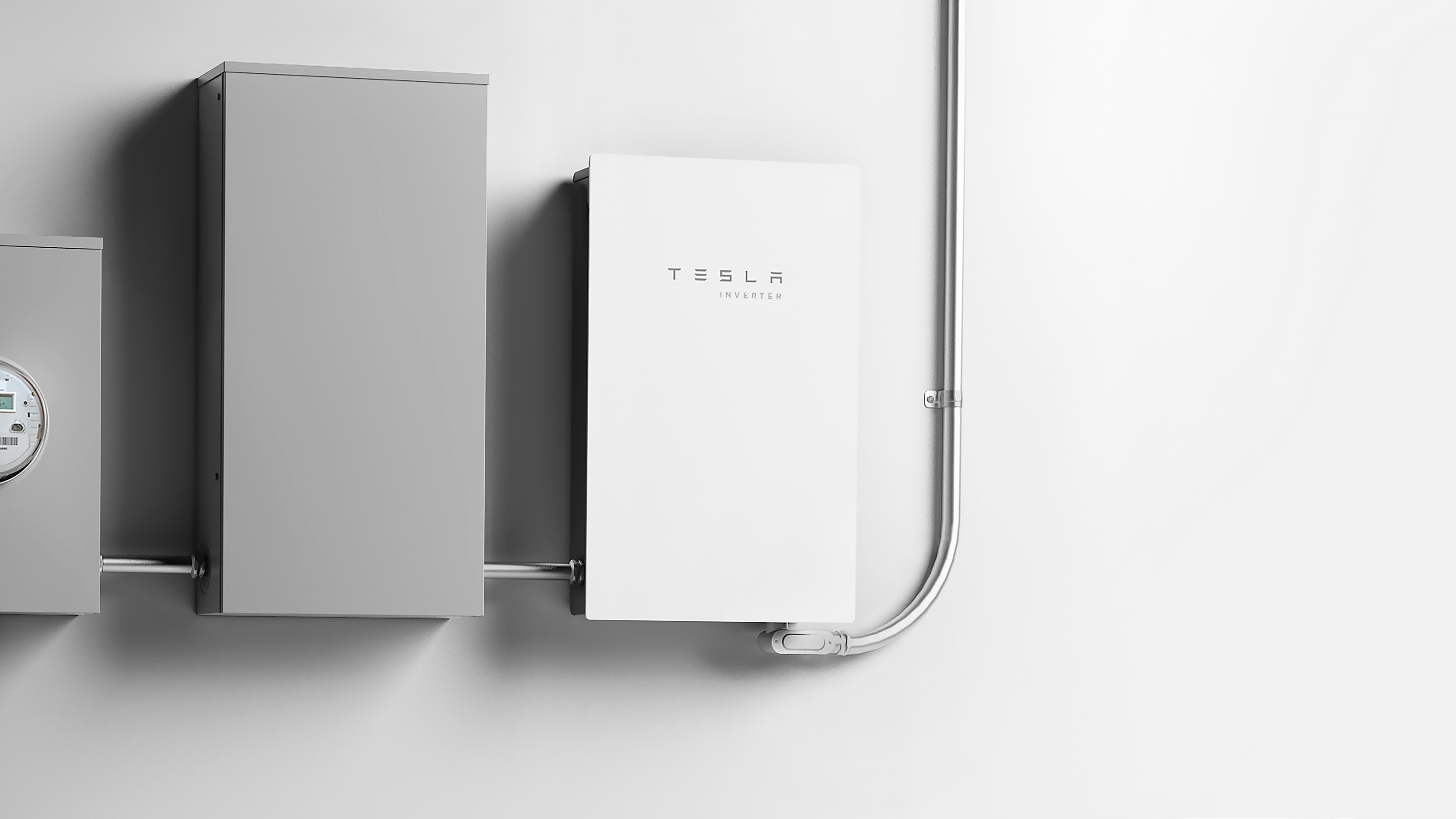 Tesla inverter mounted on a wall