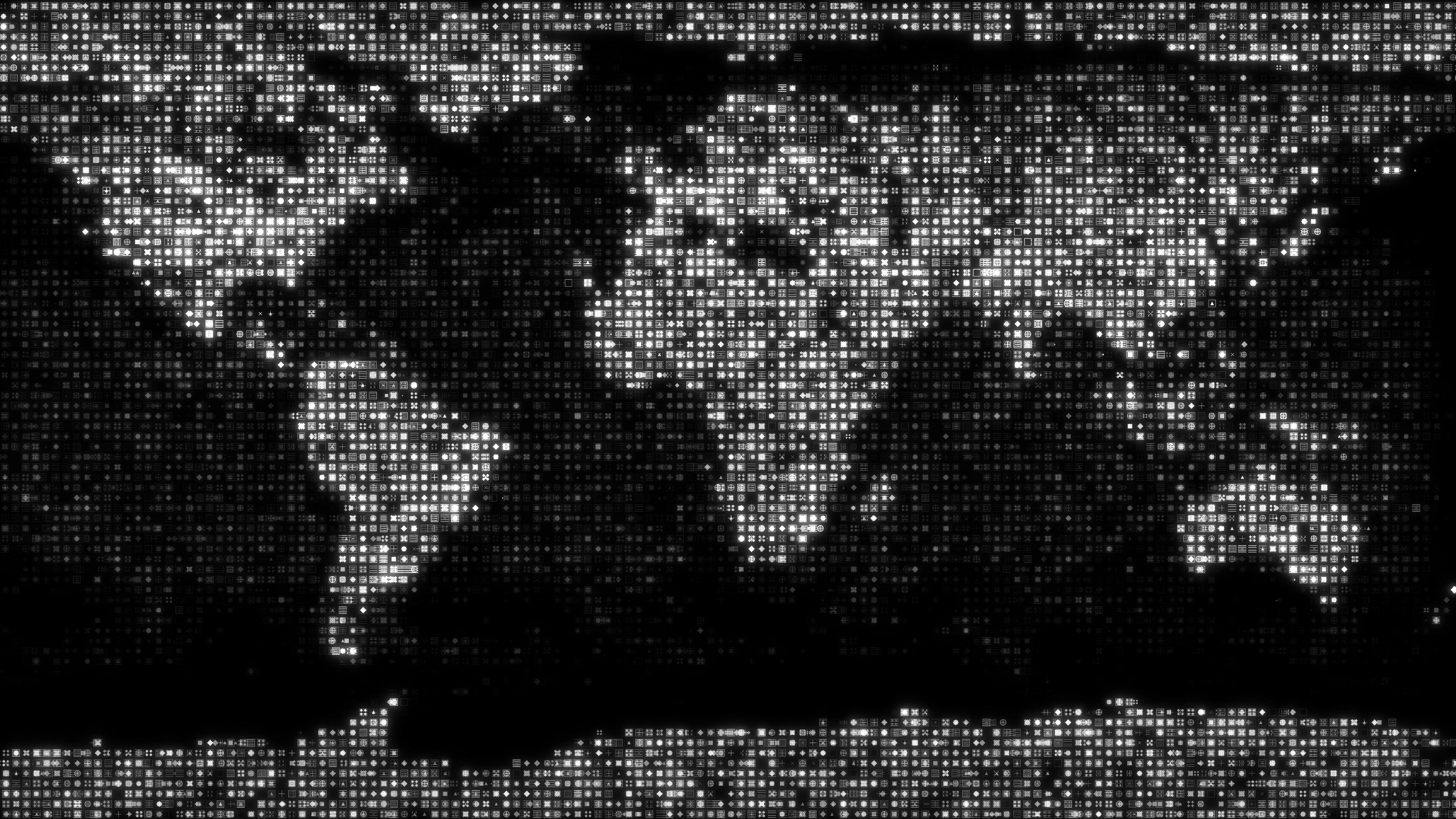 A map made up of dots of light on a black background