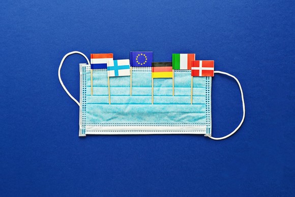 Face mask with tiny European flags
