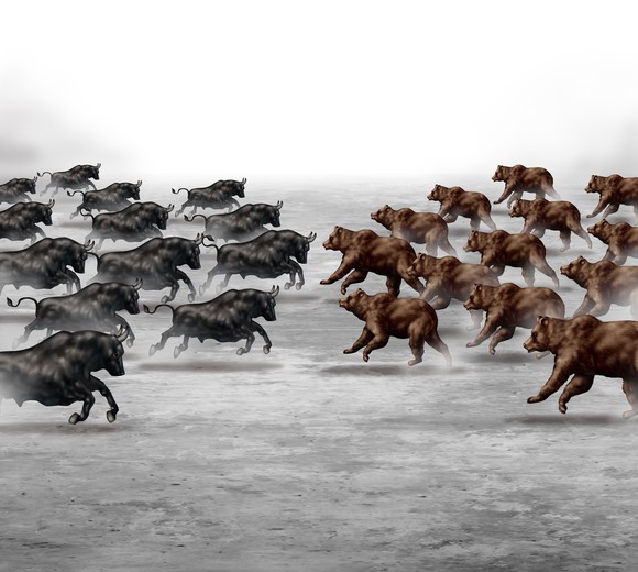 Herds of bulls and bears clashing