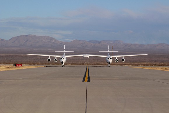 VMS Eve on the runway preparing for Friday Jan. 22 test flight.
