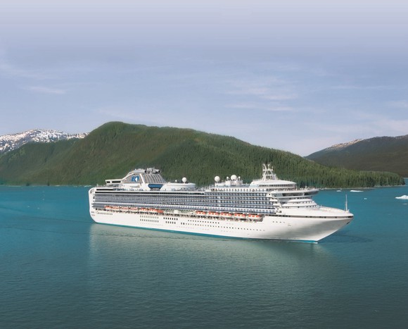 The Carnival Sapphire Princess sailing off the coast of Alaska.