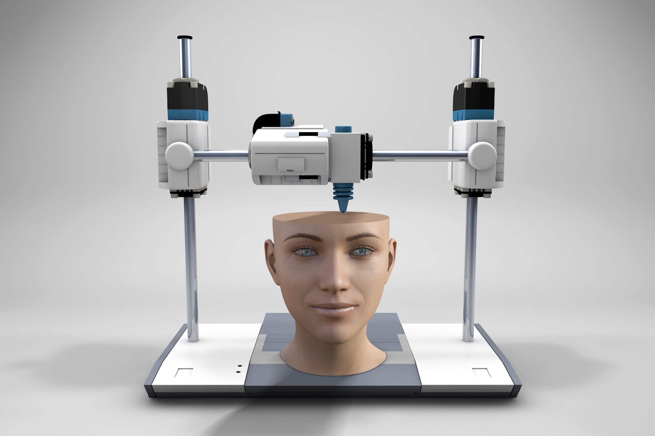 3D printer printing a human-like head