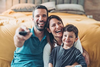 Family watching TV