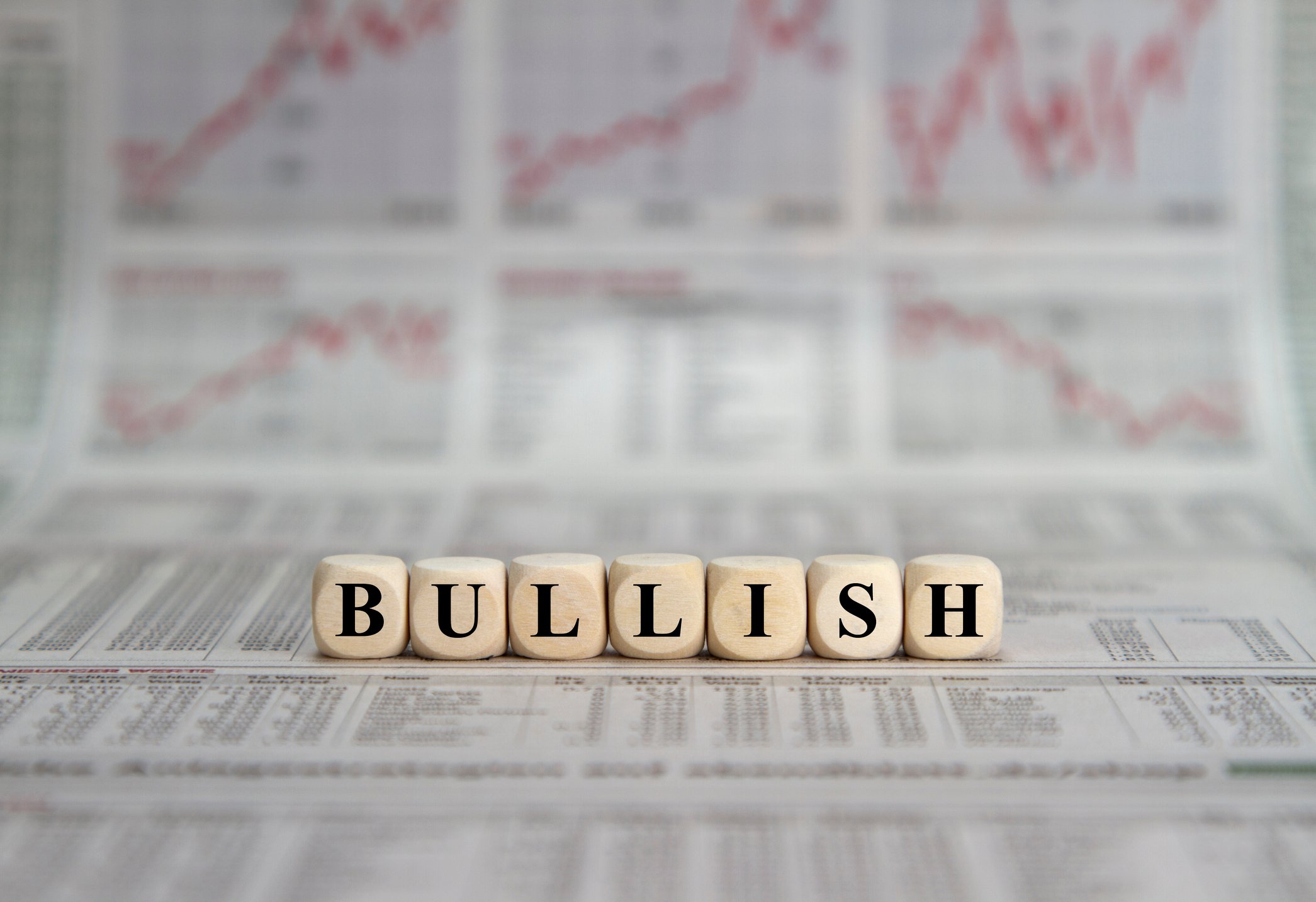 Letter blocks spelling "bullish."