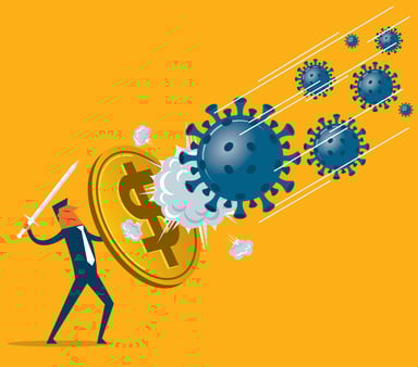 Virus crashing into money