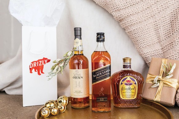 alcohol on table with Drizly delivery bag