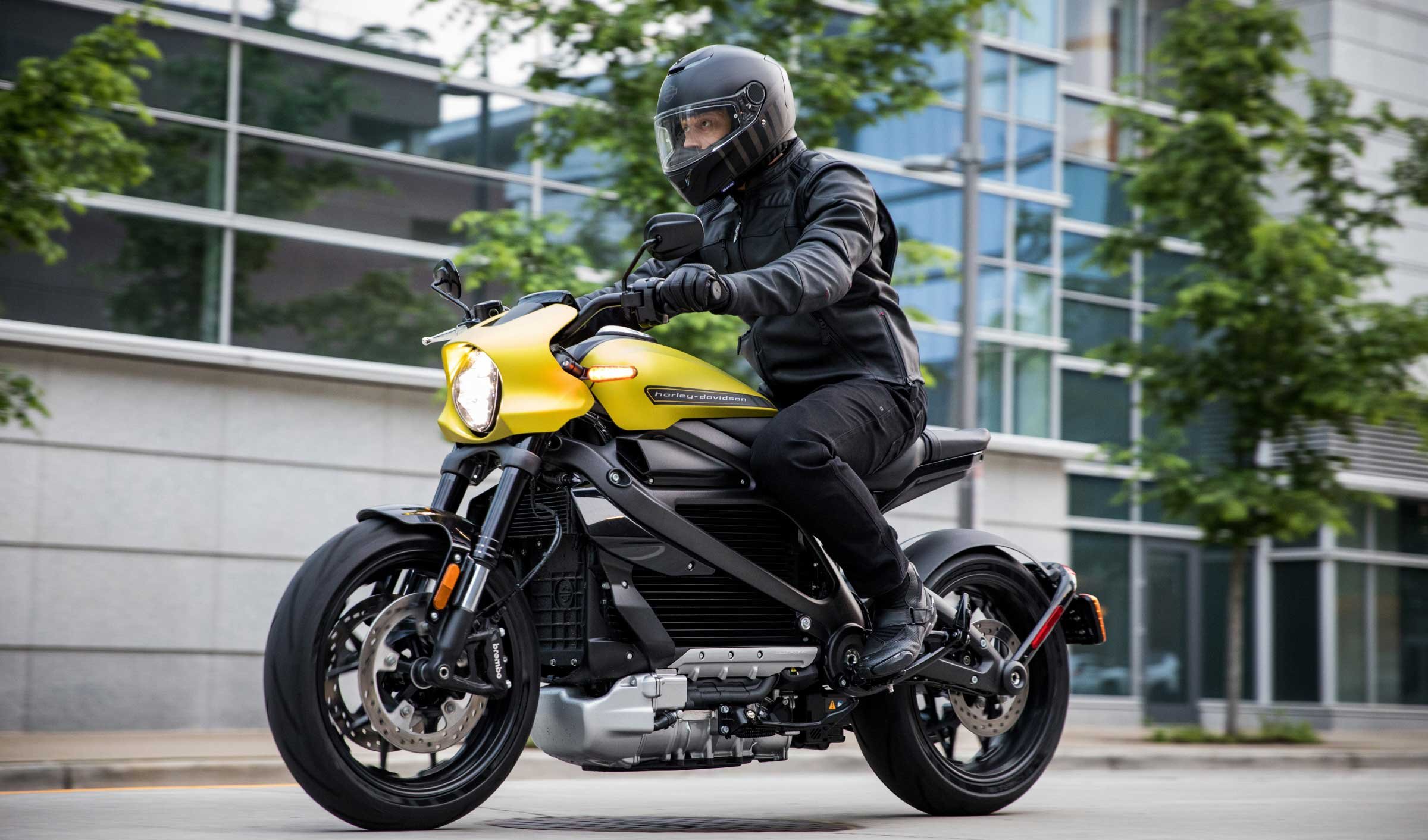 Motorcycle rider on LiveWire electric motorcycle