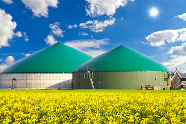 Biogas plant in a field