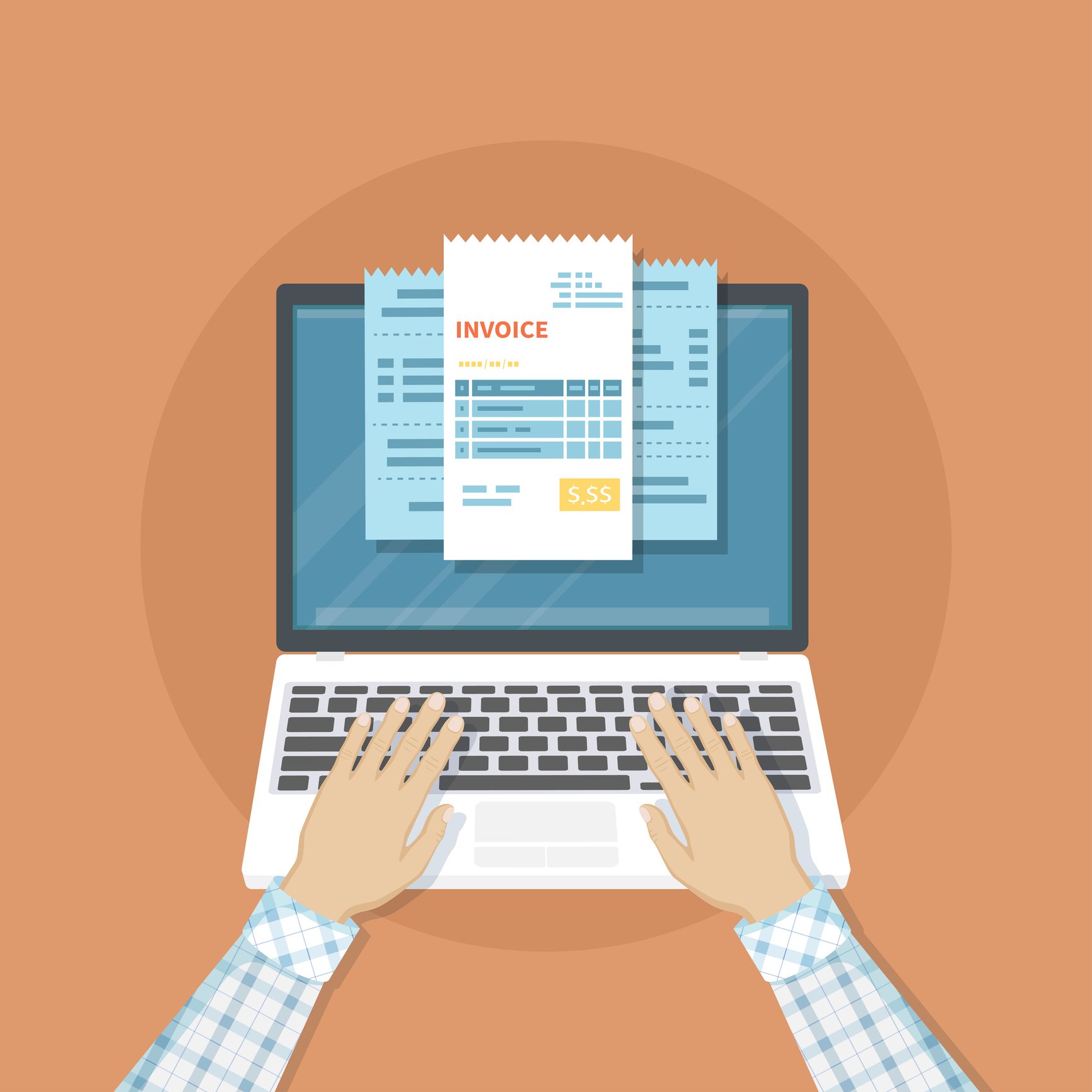 Illustration Man Paying Business Invoice Online