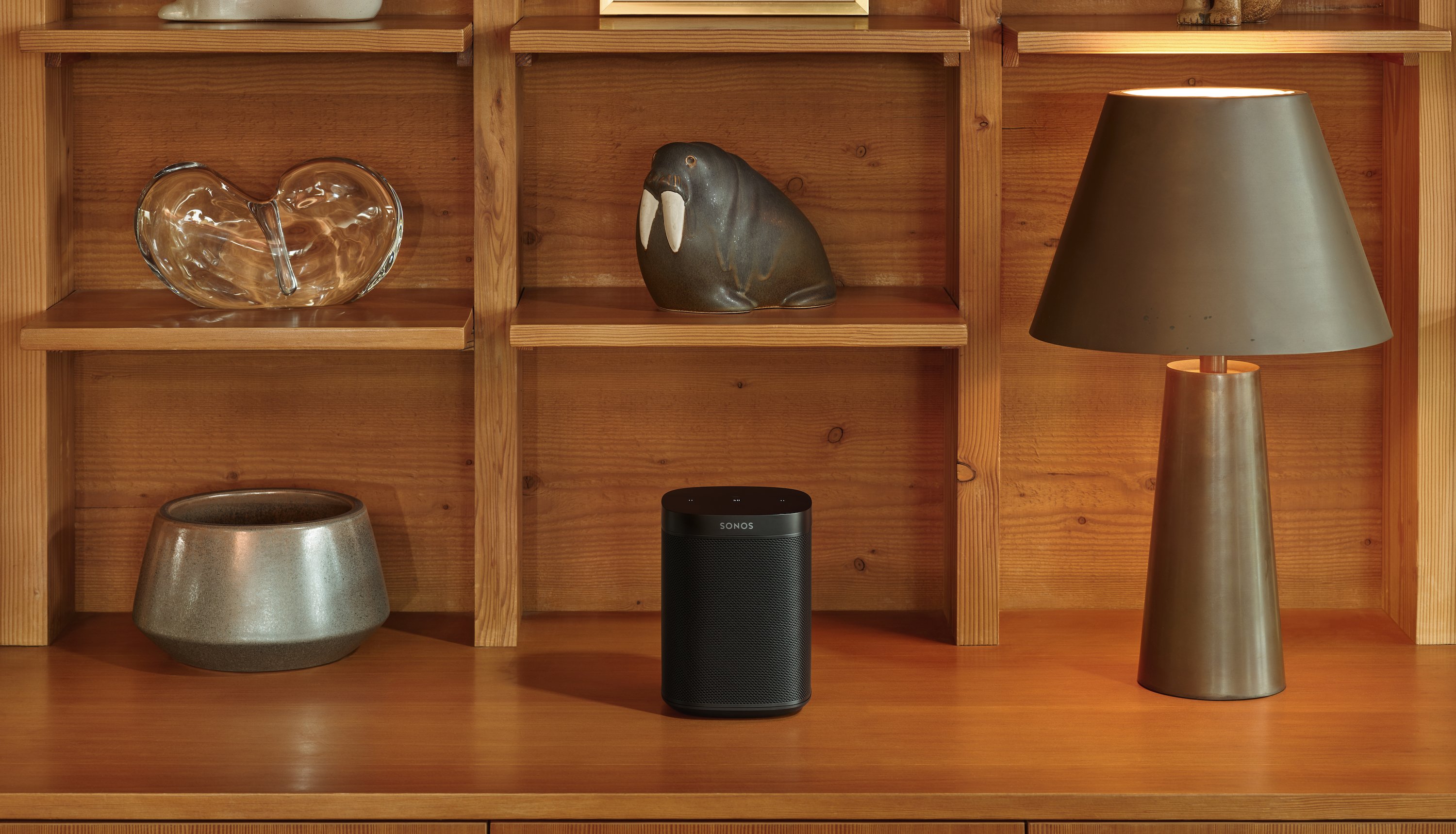 Sonos speaker on a shelf
