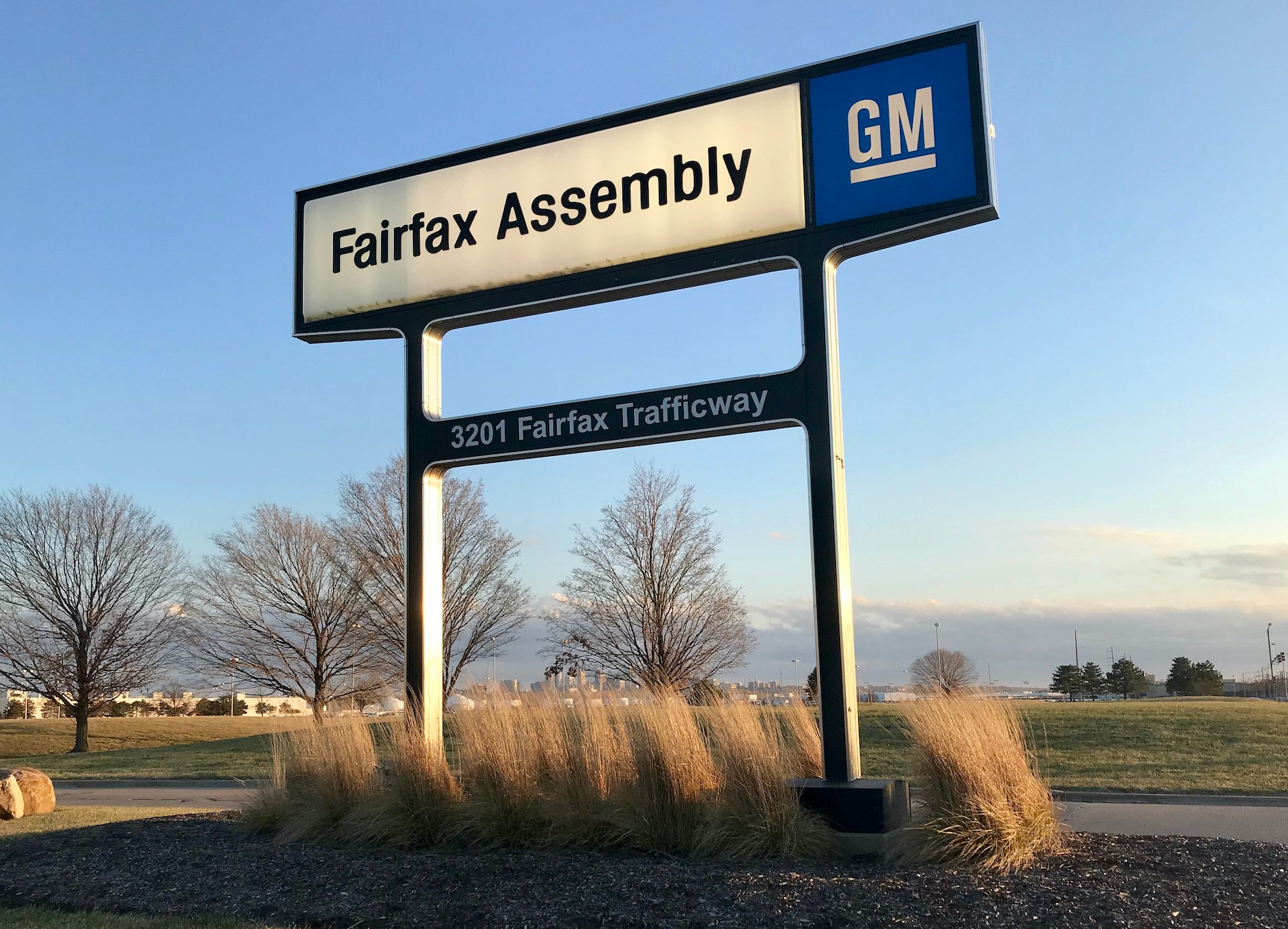 A sign outside GM's Fairfax Assembly Plant. 