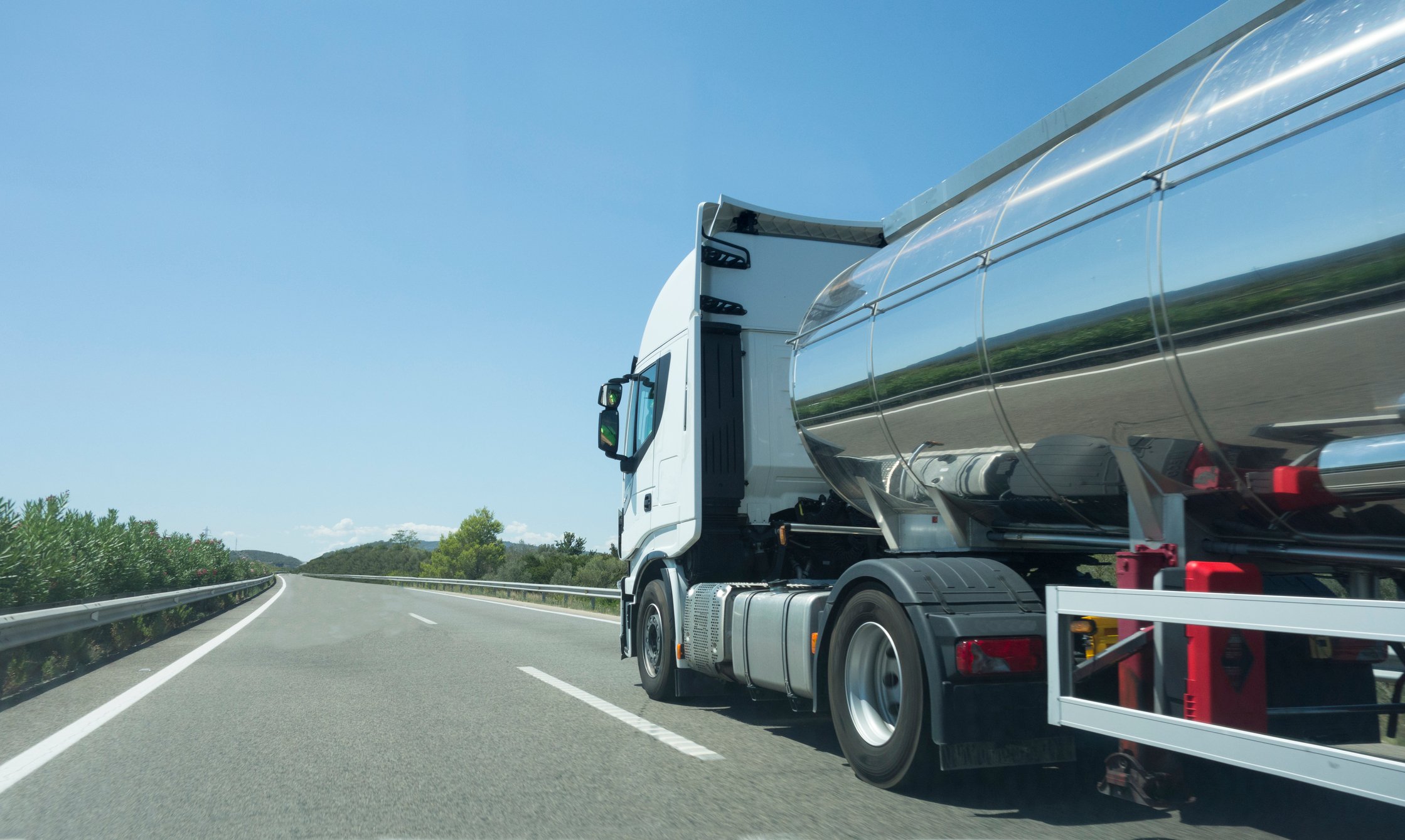 A fuel tanker on a road.