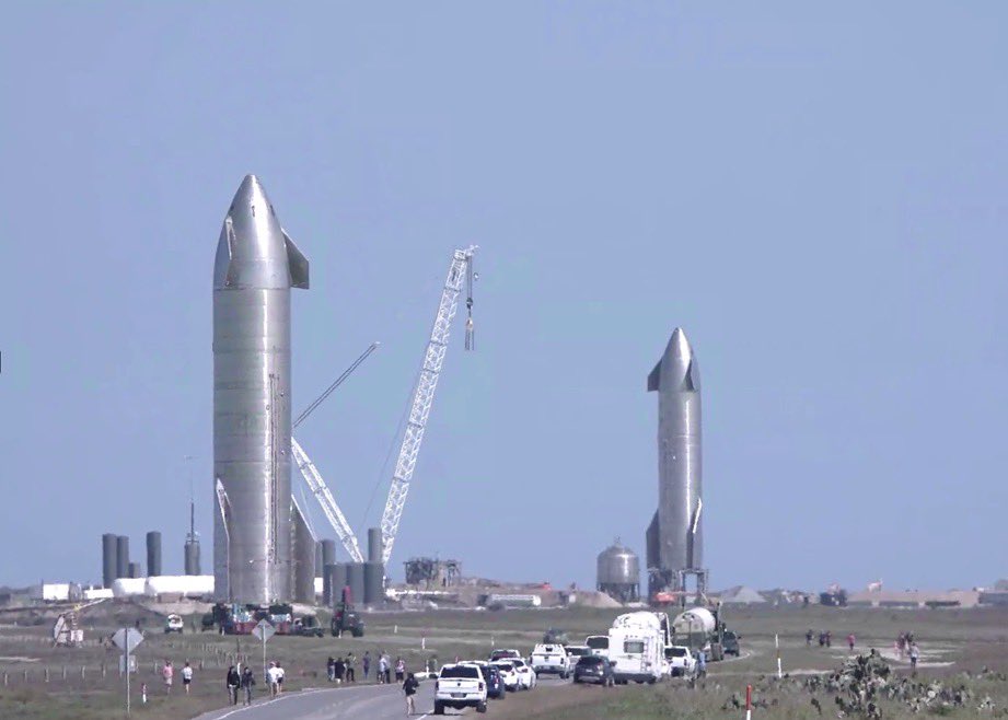 SN9 and SN10 on their launch pads.