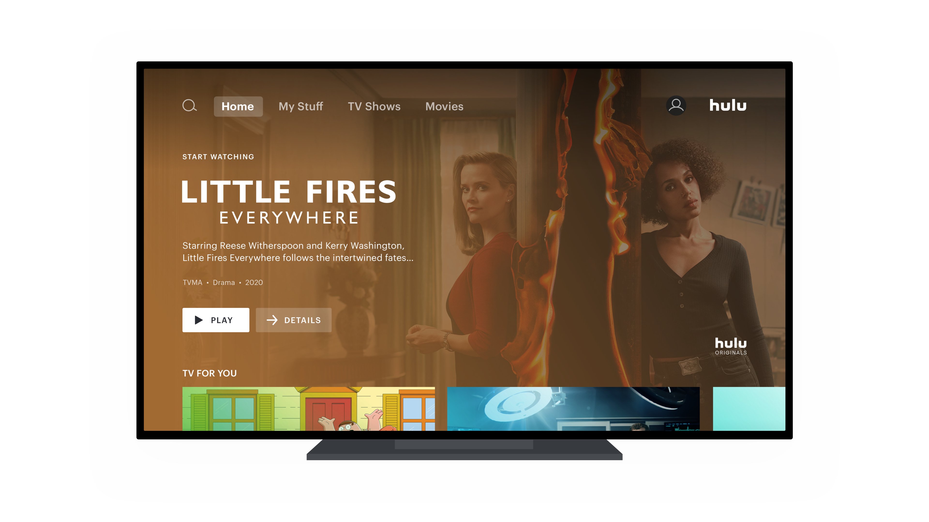 Hulu's user interface on a television.